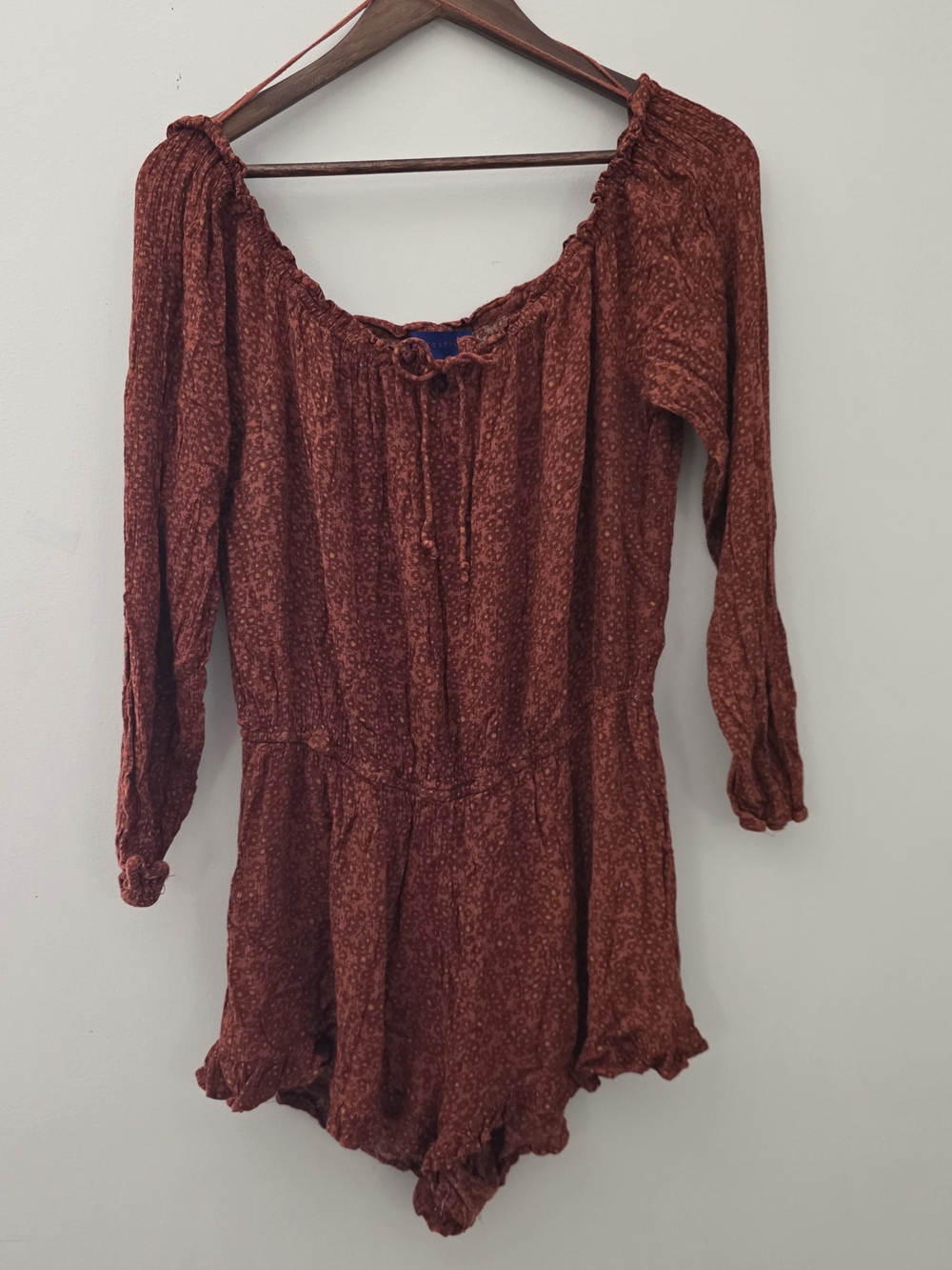 Aeropostale Rust Long-Sleeve Floral Romper Dress